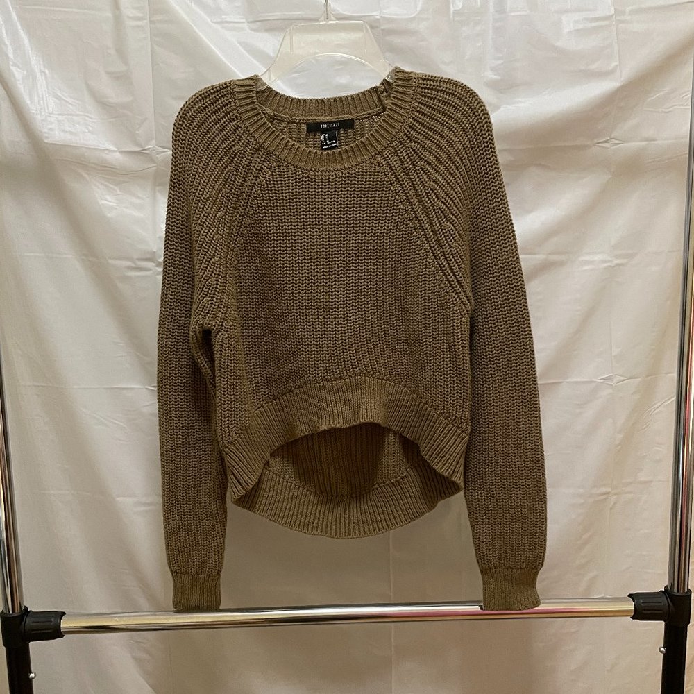 Forever 21 Cropped High-Low Knit Sweater (Olive Brown) NEW & UNWORN
